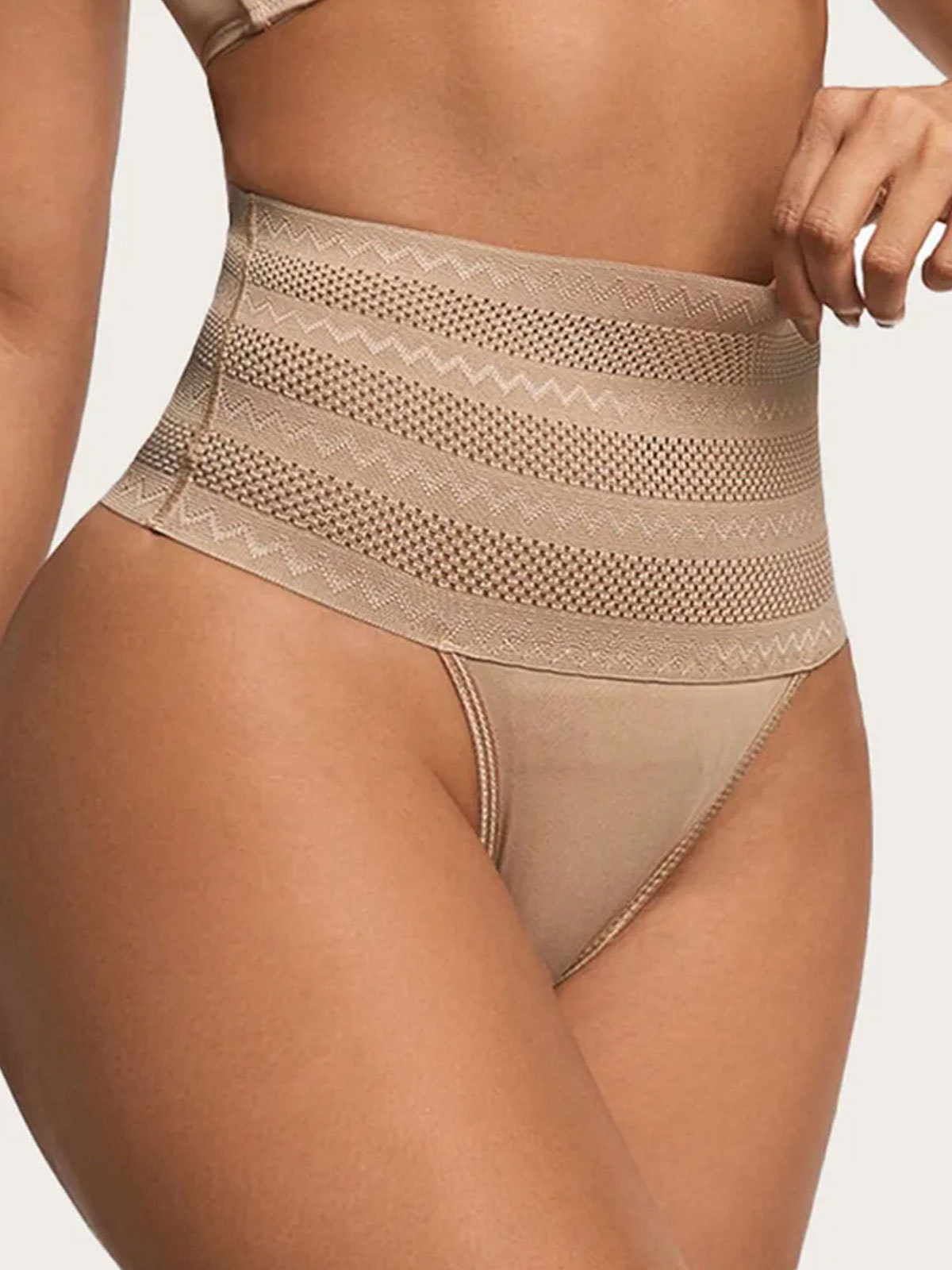 Women's High Waist Shaping Thong Breathable Tummy Control  Shapewear Panty