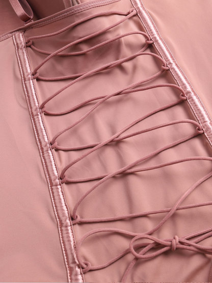 Back Lace-up Thong Seamless Shapewear Bodysuit