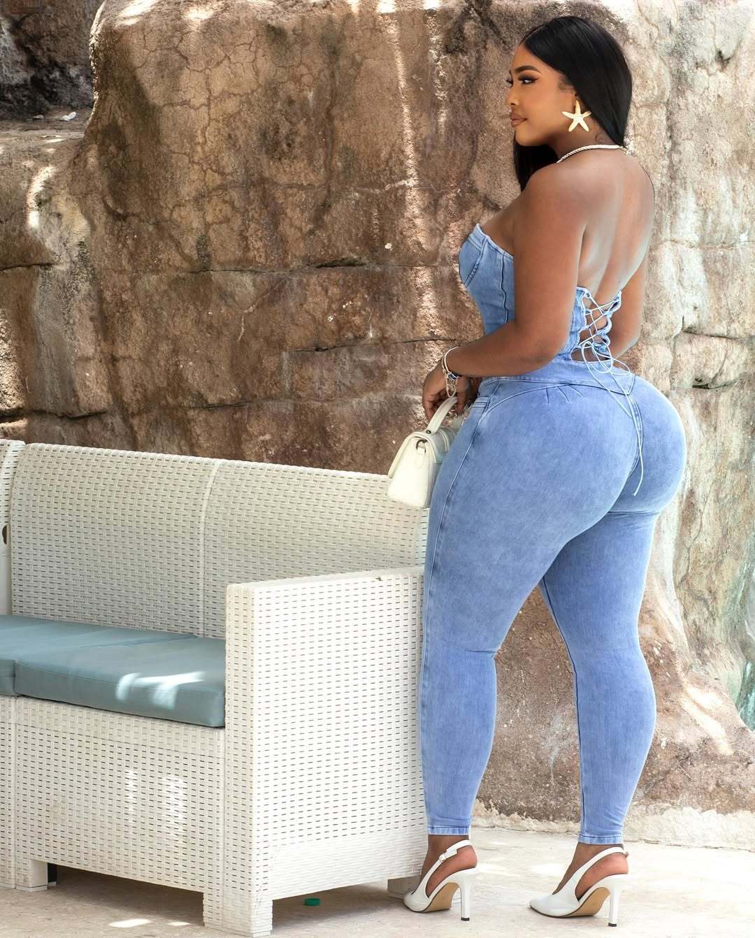 Women's Sexy Bandeau Denim Jumpsuit