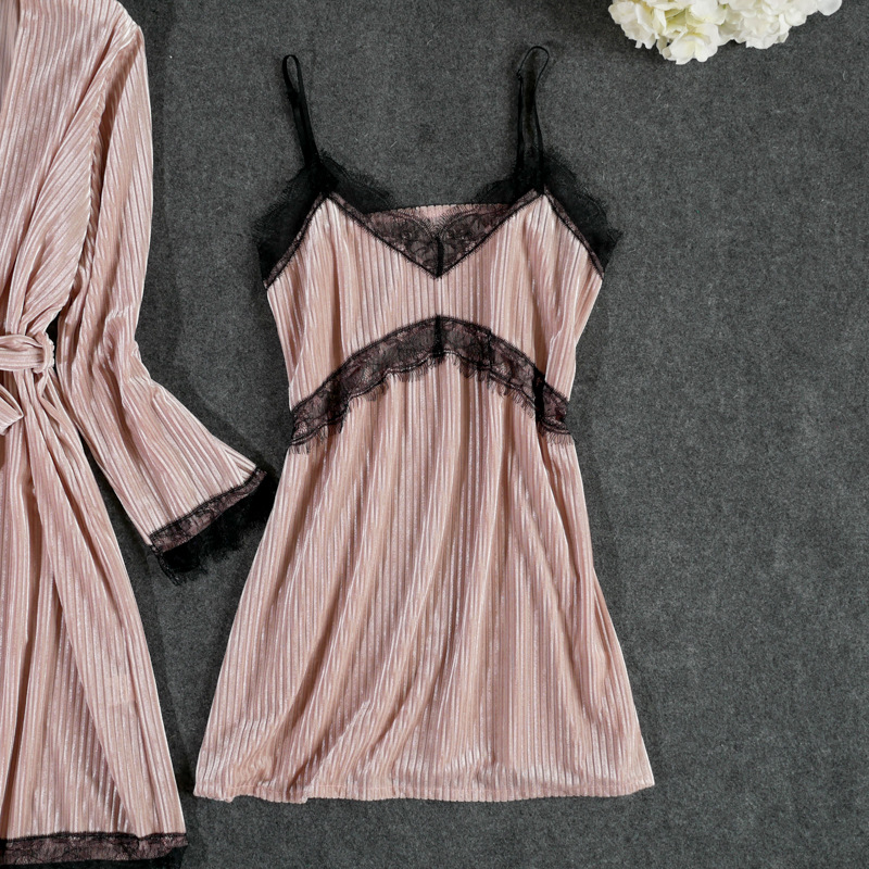 Velvet Sexy Lace Two Piece Pajamas