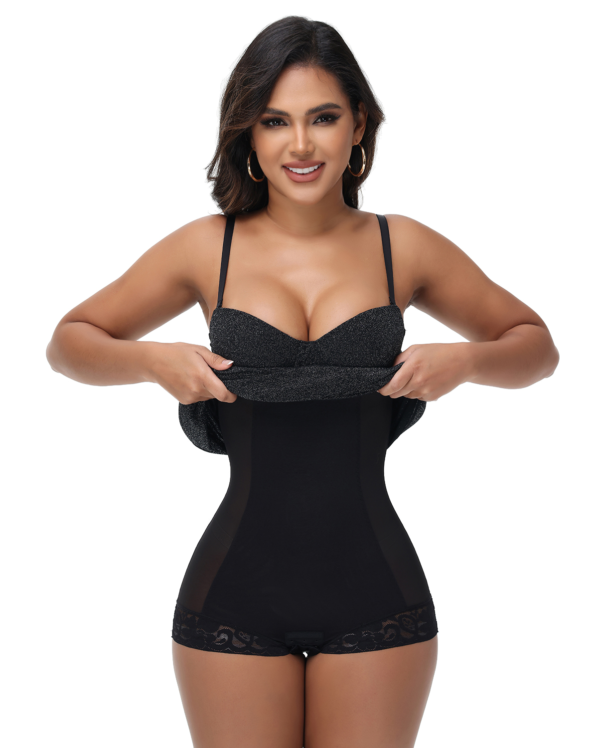 Sexy Maxi Cocktail Dress Built-in Bra Adjustable Straps Shapewear Dresses