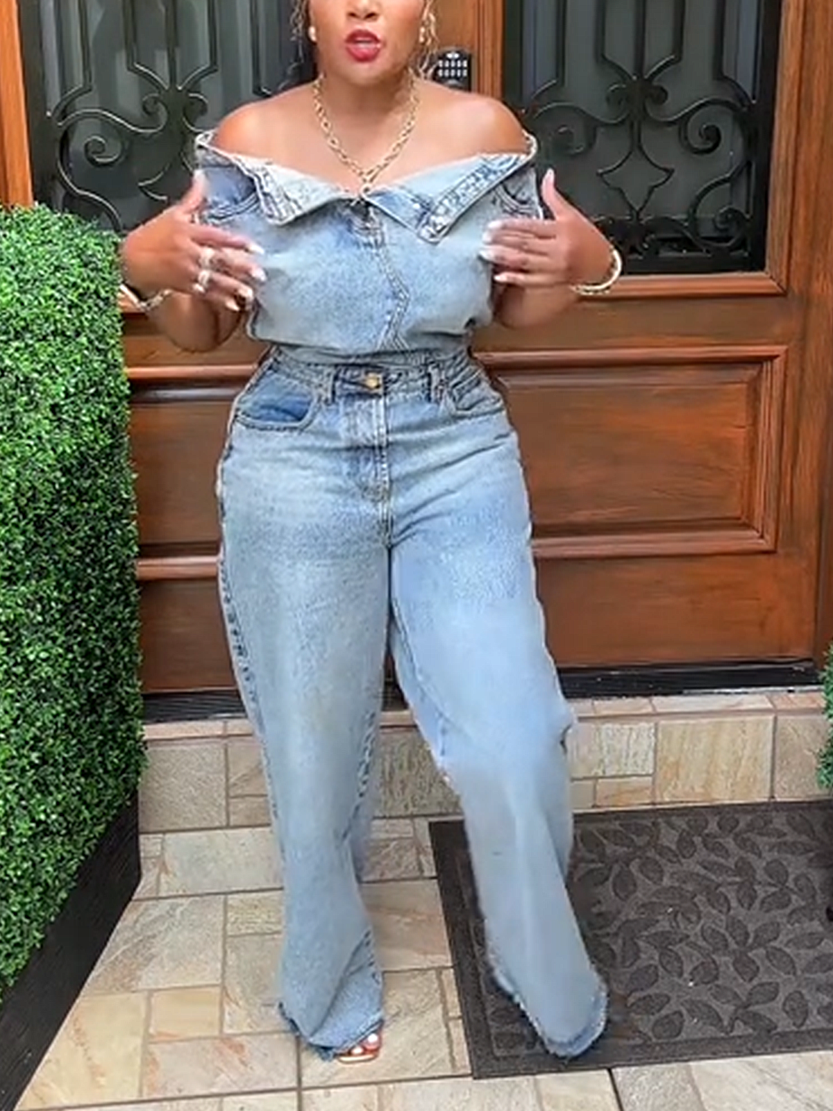 Designer Patchwork Denim Jumpsuit