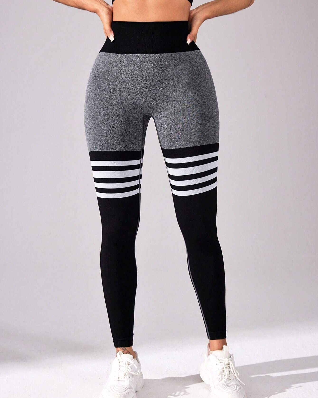High Waist Back V Butt Lifting Fitness Striped Yoga Leggings