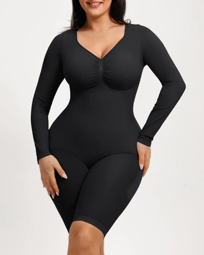 Seamless Tight Long Sleeve Full Body Shaping Bodysuit