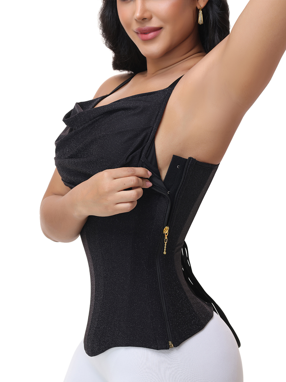 Side Zipper Waist Trainer Tank Top Bustier Corset Body Shaper