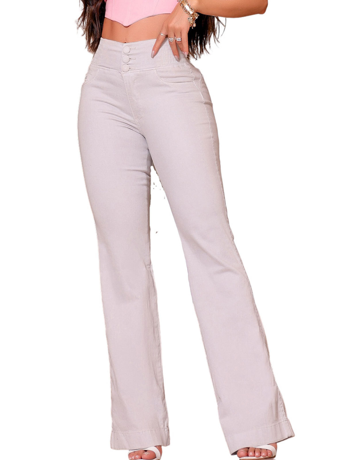 Skinny Flared Jeans With Elastic Waistband