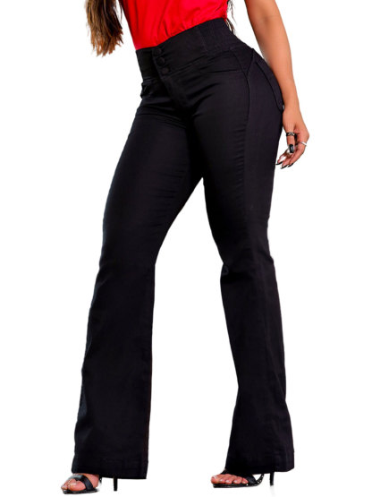 Skinny Flared Jeans With Elastic Waistband