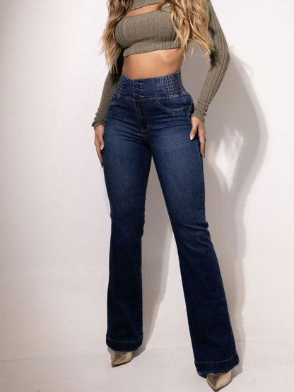 Skinny Flared Jeans With Elastic Waistband