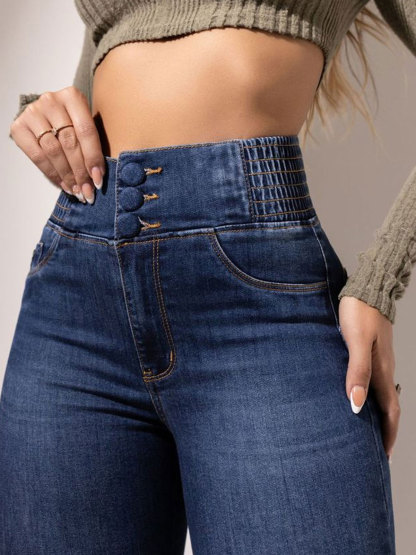 Skinny Flared Jeans With Elastic Waistband