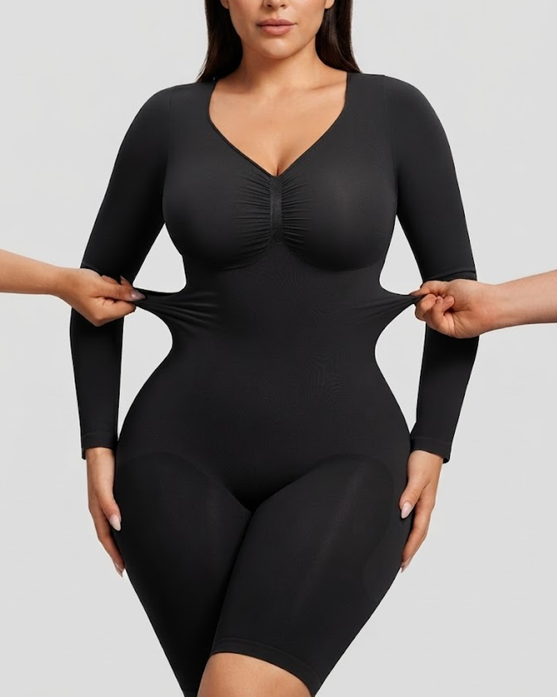 Seamless Tight Long Sleeve Full Body Shaping Bodysuit