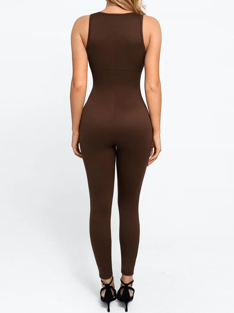 Sleeveless Shapewear Zip Front Jumpsuit