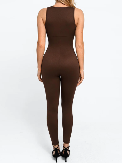 Sleeveless Shapewear Zip Front Jumpsuit