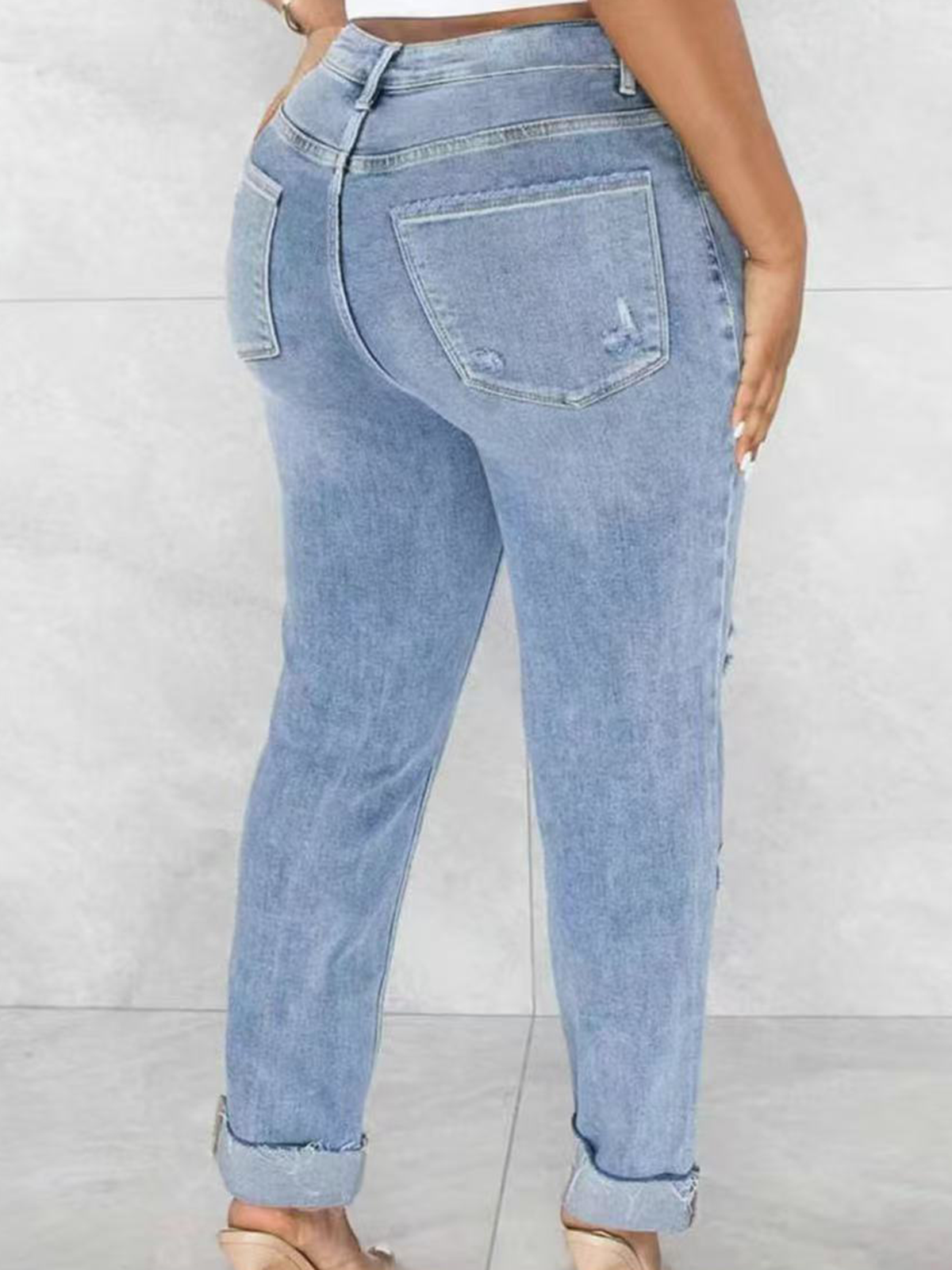 Summer Women's Popular High Waisted Slim Fit Jeans With Bevel Buckle