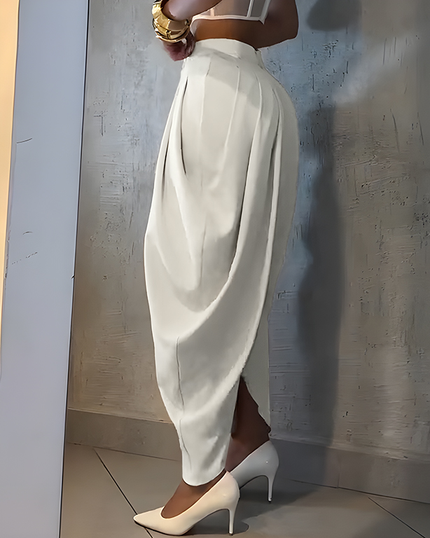 High Waist Loose Ruched Irregular Casual Pants