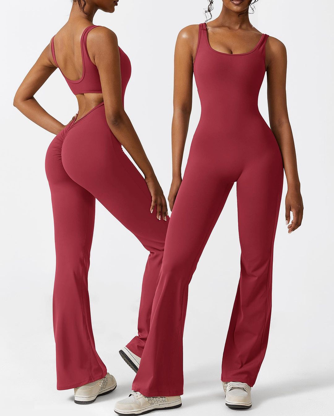 V-Back Flared Jumpsuit