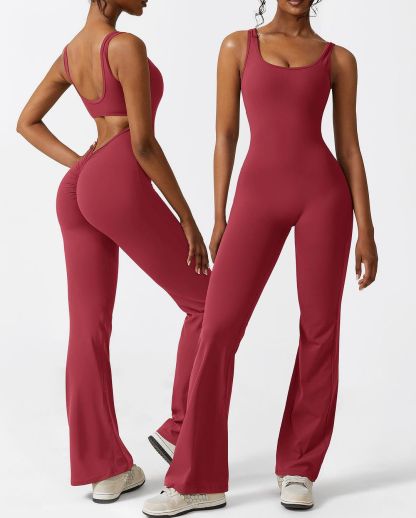 V-Back Flared Jumpsuit
