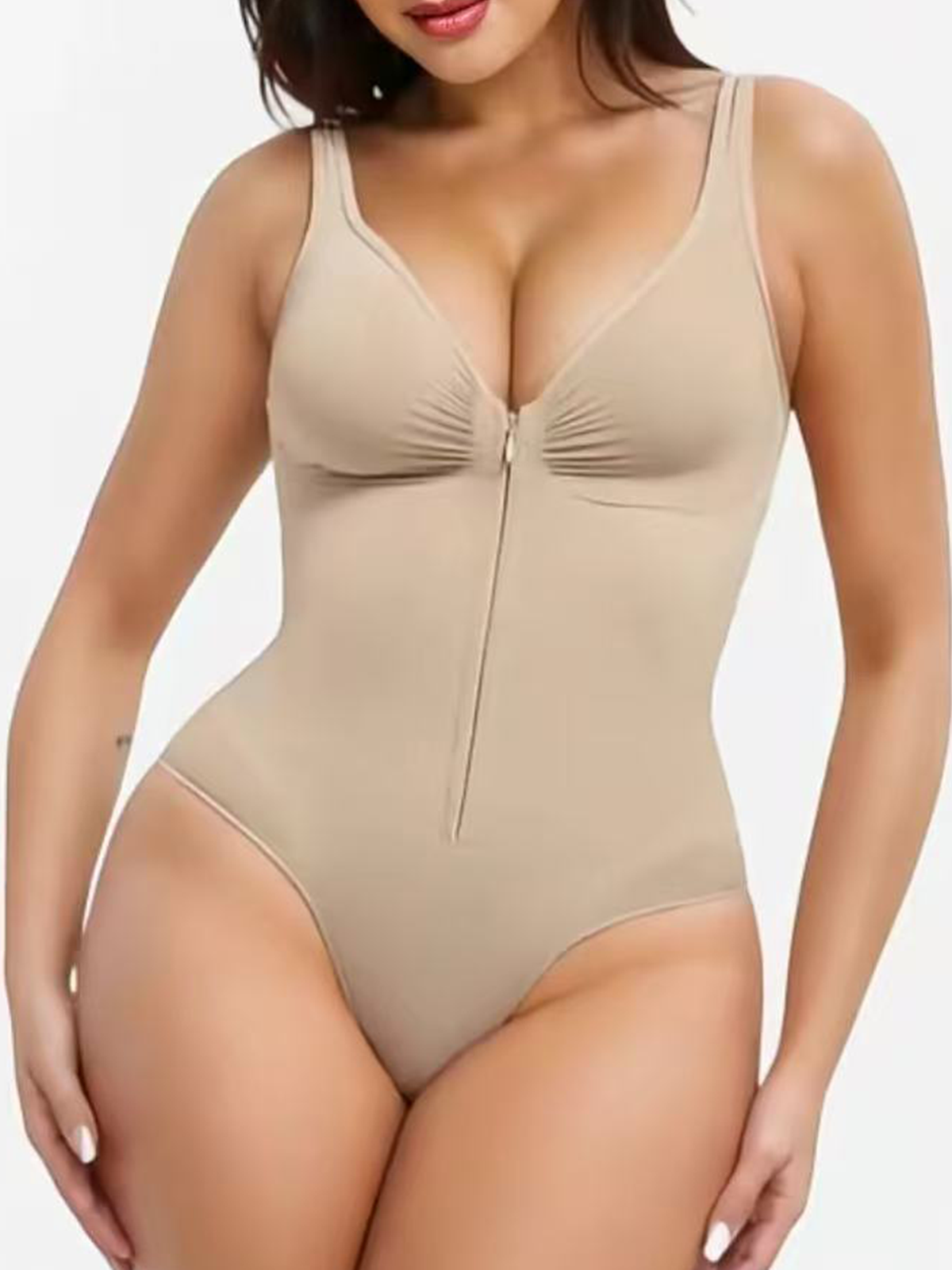 Deep V Neck Zippered Shapewear
