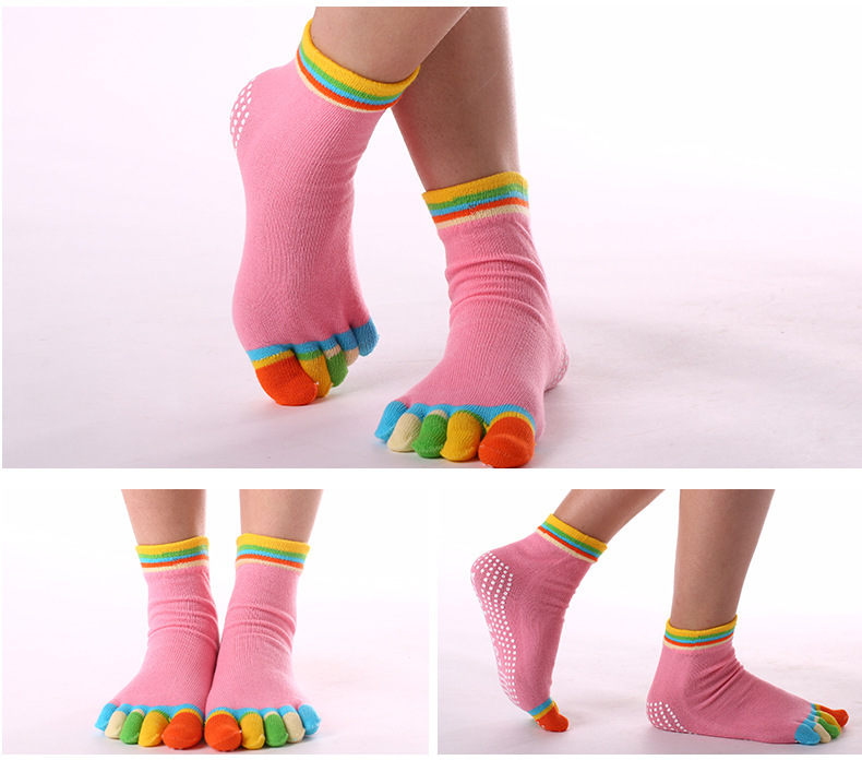 Pilates non-slip five-finger cotton socks