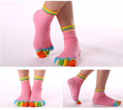 Pilates non-slip five-finger cotton socks
