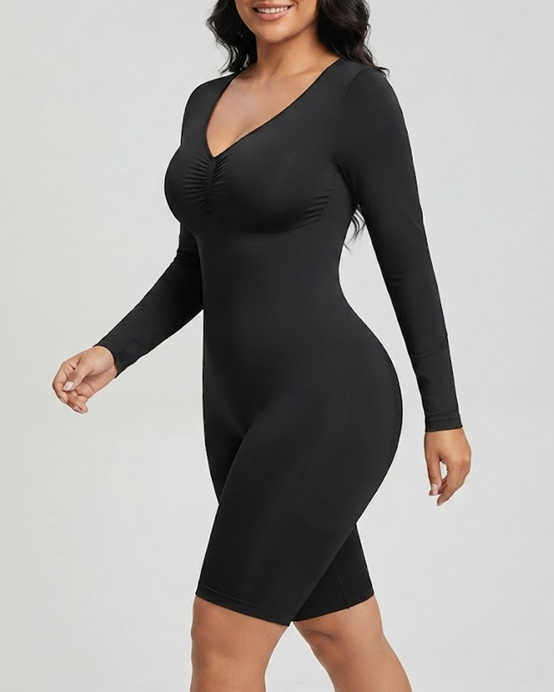 Seamless Tight Long Sleeve Full Body Shaping Bodysuit