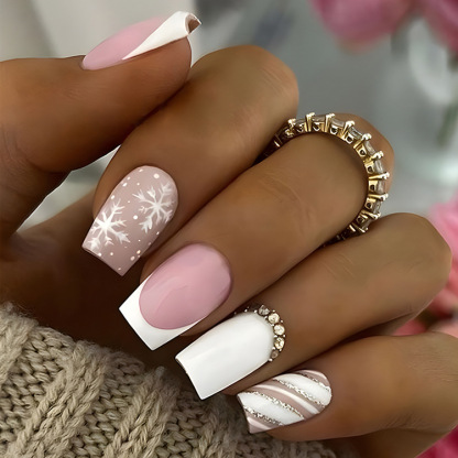 Christmas Glitter Snowflake Nail Art