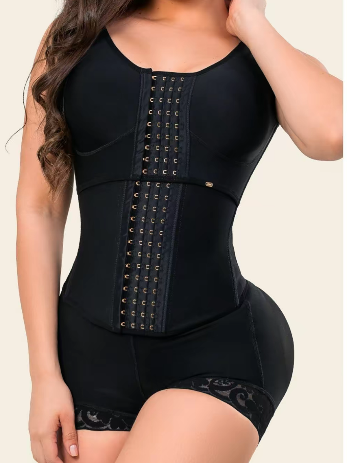 Sleeveless Bustier Shaping Top Shaping Shorts Thong Three Pieces Set