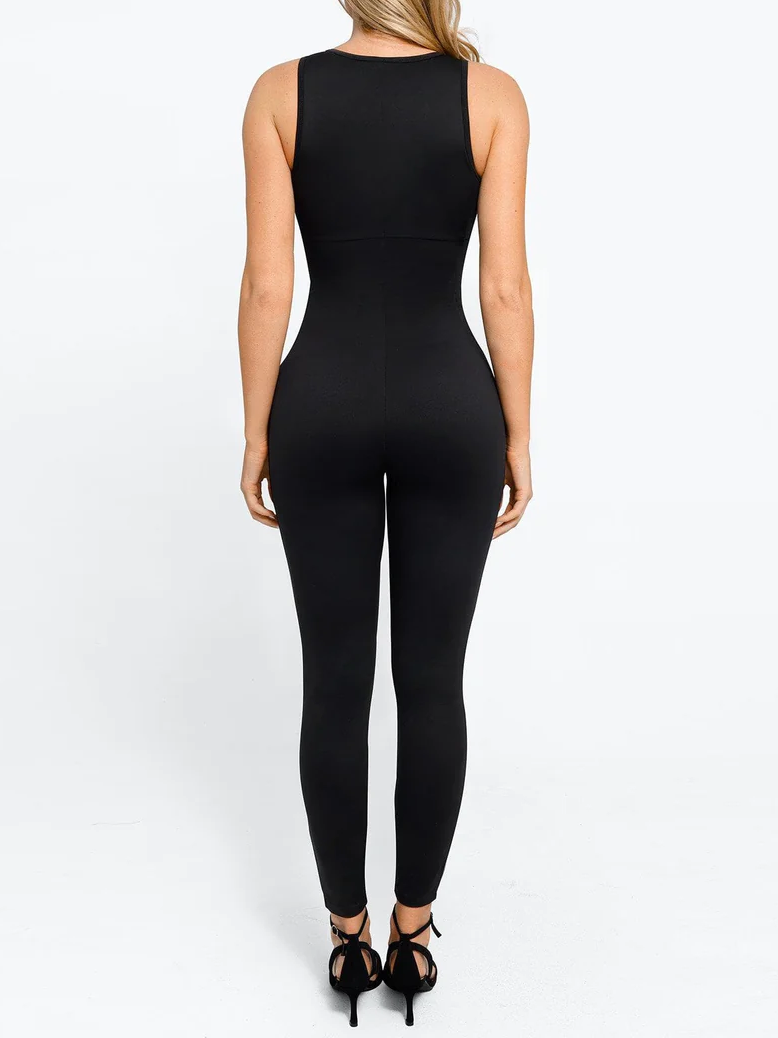 Sleeveless Shapewear Zip Front Jumpsuit