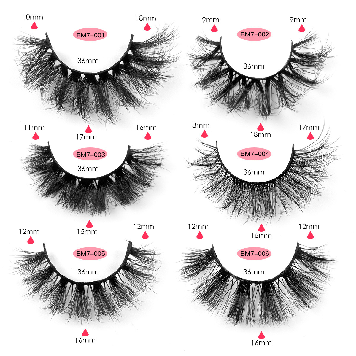 7 Pairs Fluffy False Eyelashes
