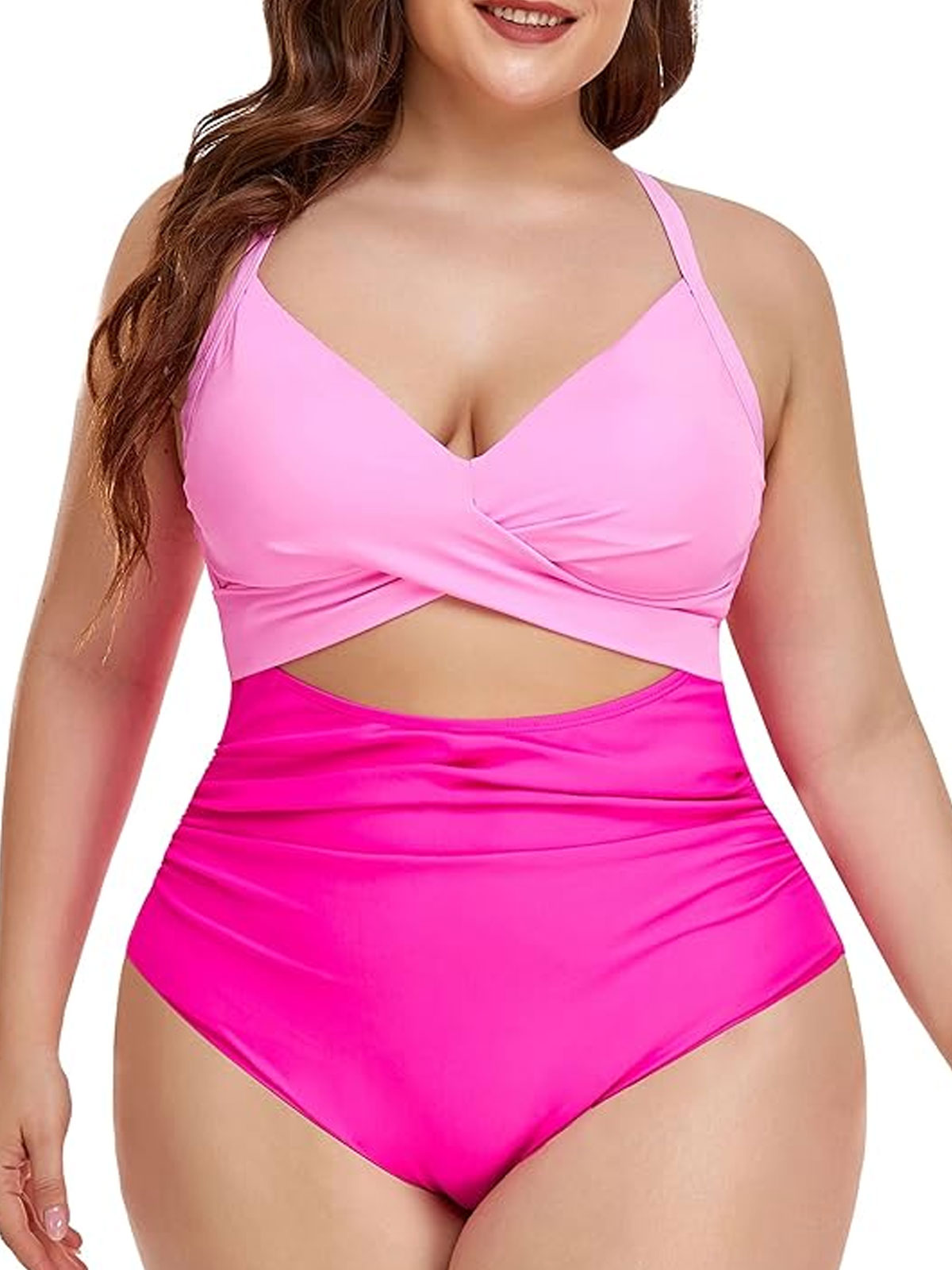 One Piece Swimsuits Tummy Control Cutout High Waisted Bathing Suit Wrap Tie Back
