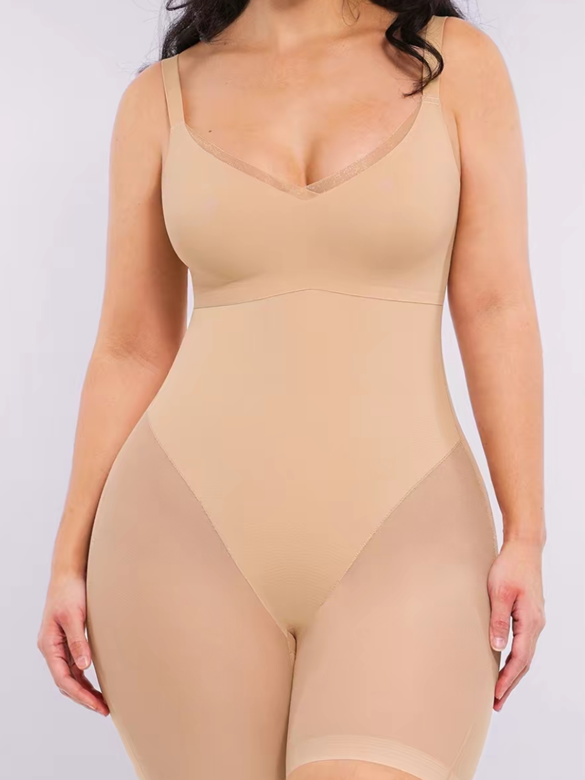 Mesh Panel Sculpting Shapewear Short Romper