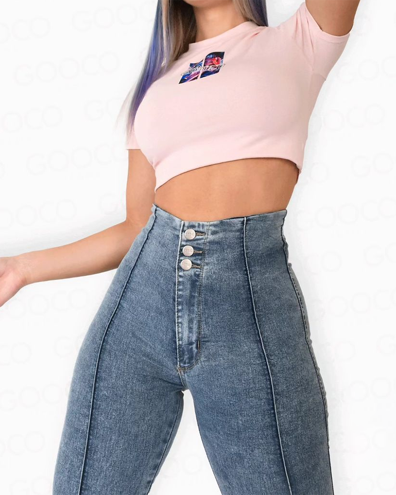 Stretchy Pulled High Waisted Skinny Jeans