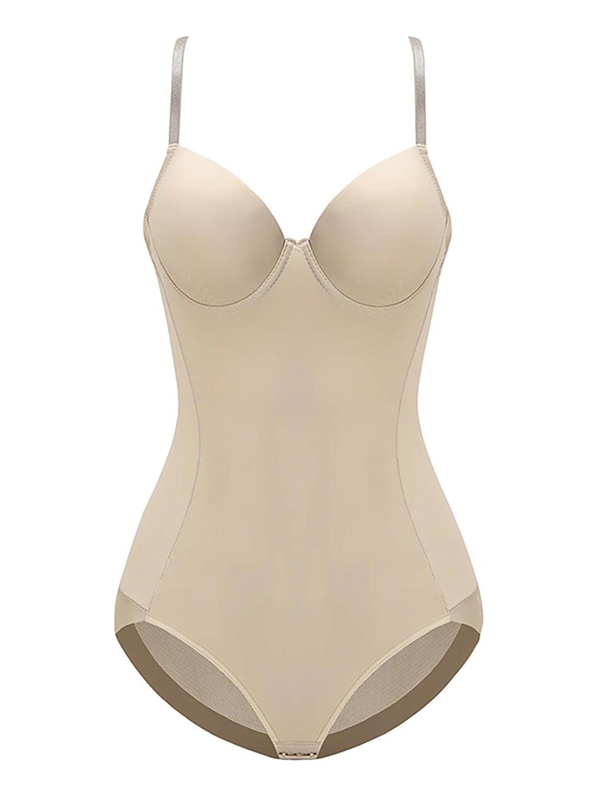 Women's Backless Strapless U Neck V-Shaped Built-in Bra Corset Thong Tummy Control Bodysuit