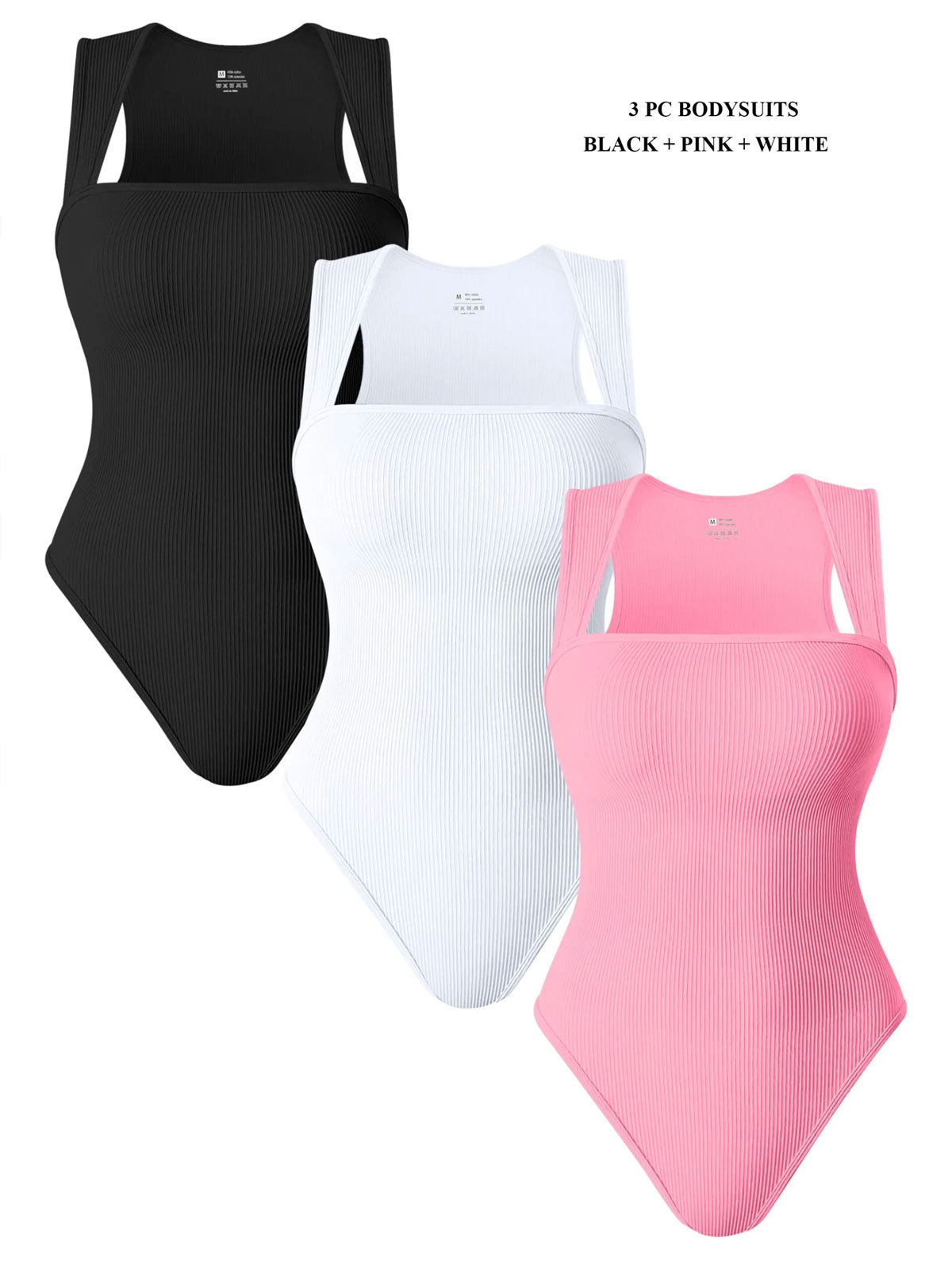 Ribbed Sleeveless 3pc Thongs Bodysuits