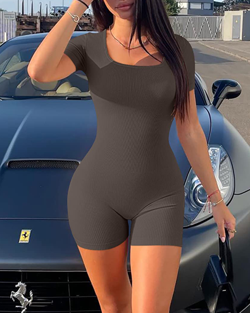 Short Sleeve Square Neck Bodysuits