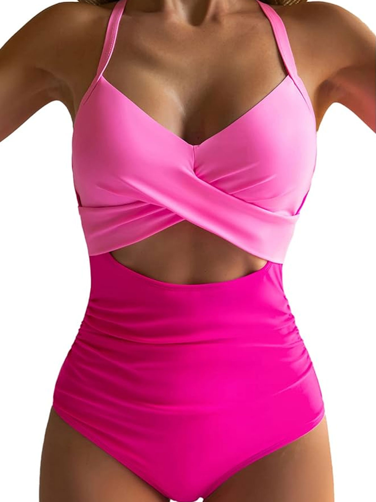 One Piece Swimsuits Tummy Control Cutout High Waisted Bathing Suit Wrap Tie Back