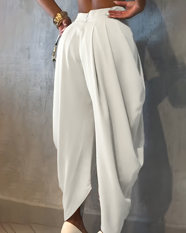 High Waist Loose Ruched Irregular Casual Pants