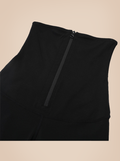 Black Waist Trainer 2-In-1 Leggings With Zipping Hourglass Figure