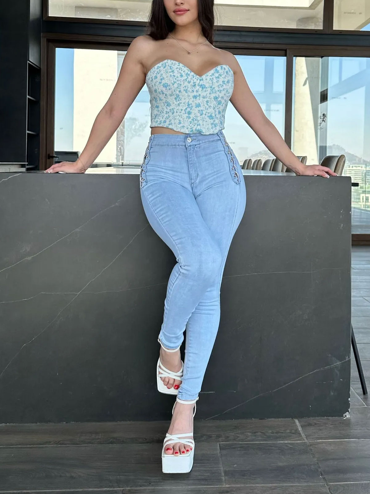 ChicCurve Light Blue Braided Jeans