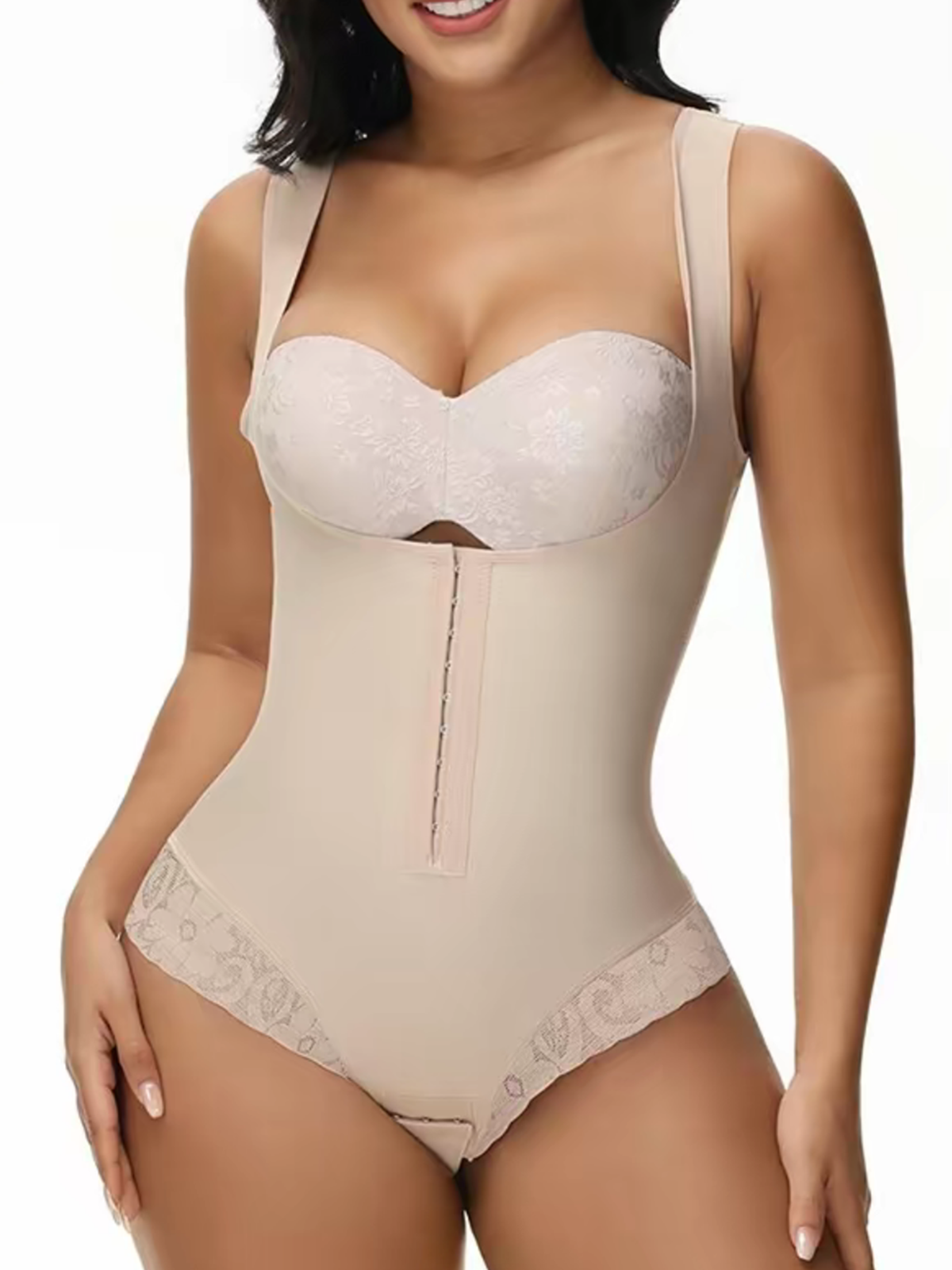 Women's Thong Open Chest Tummy Control Hip Lifting Bodysuit