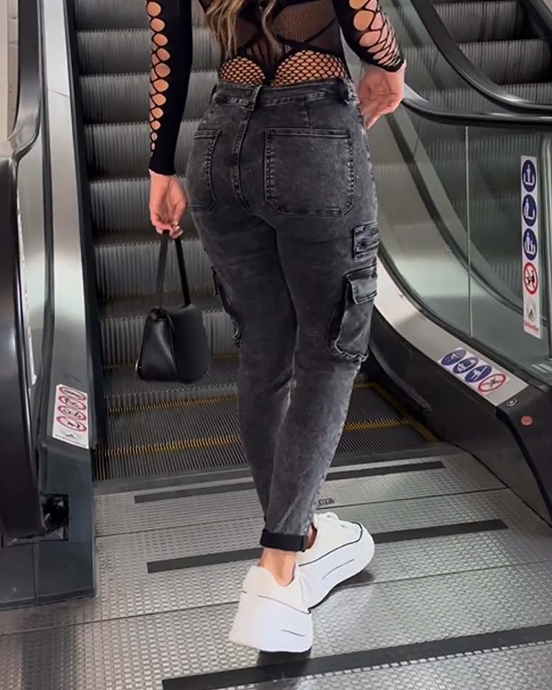 Smokey Gray Skinny Pocket Jeans