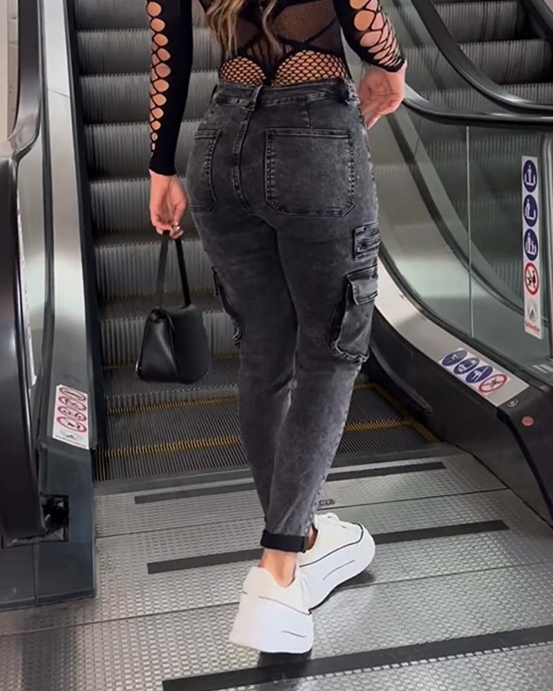 Smokey Gray Skinny Pocket Jeans