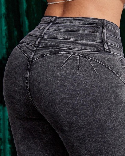 Smokey Gray Hip Lift High-Waisted Jeans
