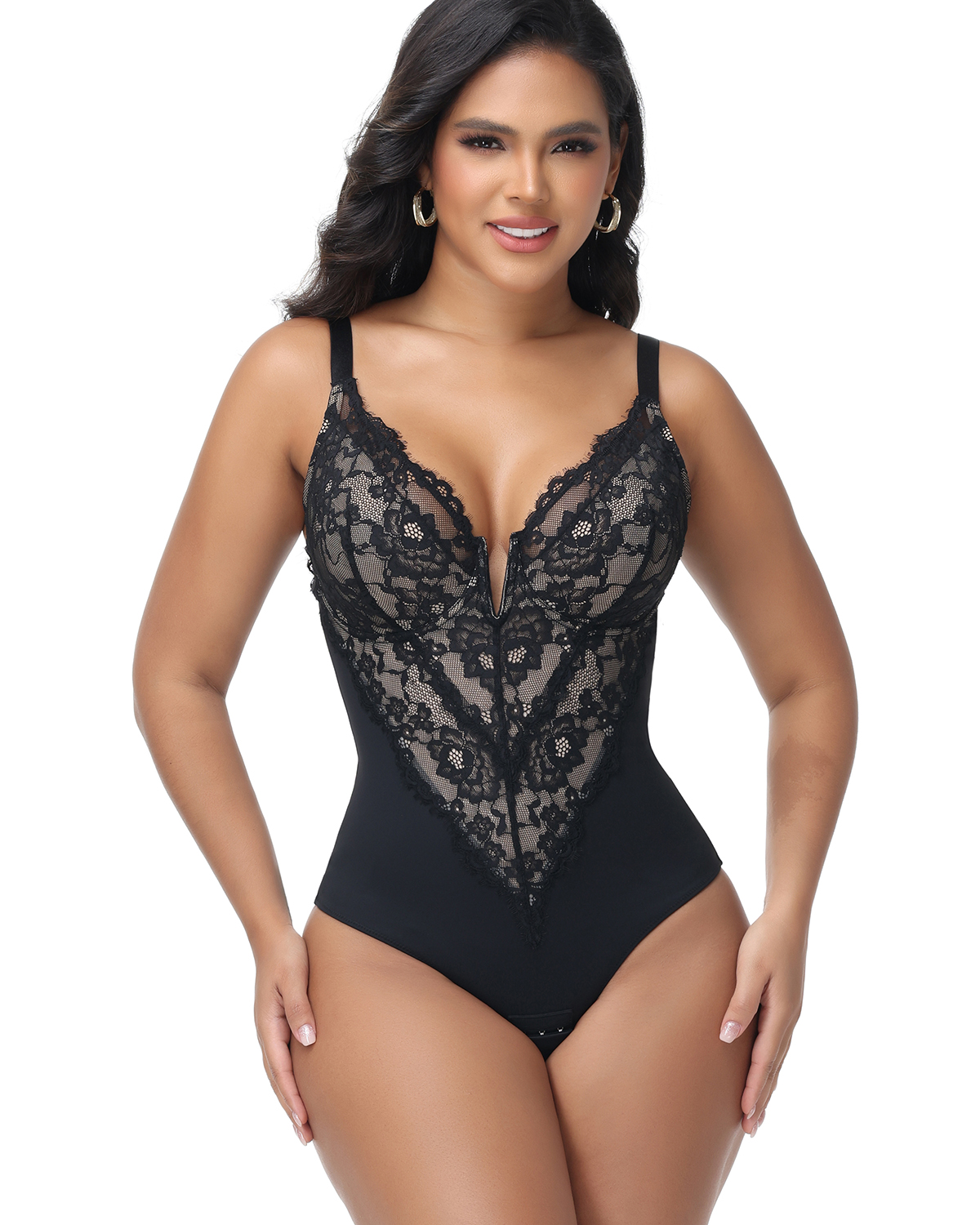 V-Neck Lace Triangle Bodysuit