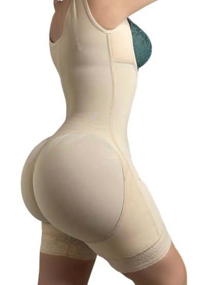 Open Chest Tummy Control Wide Strap Bodysuit