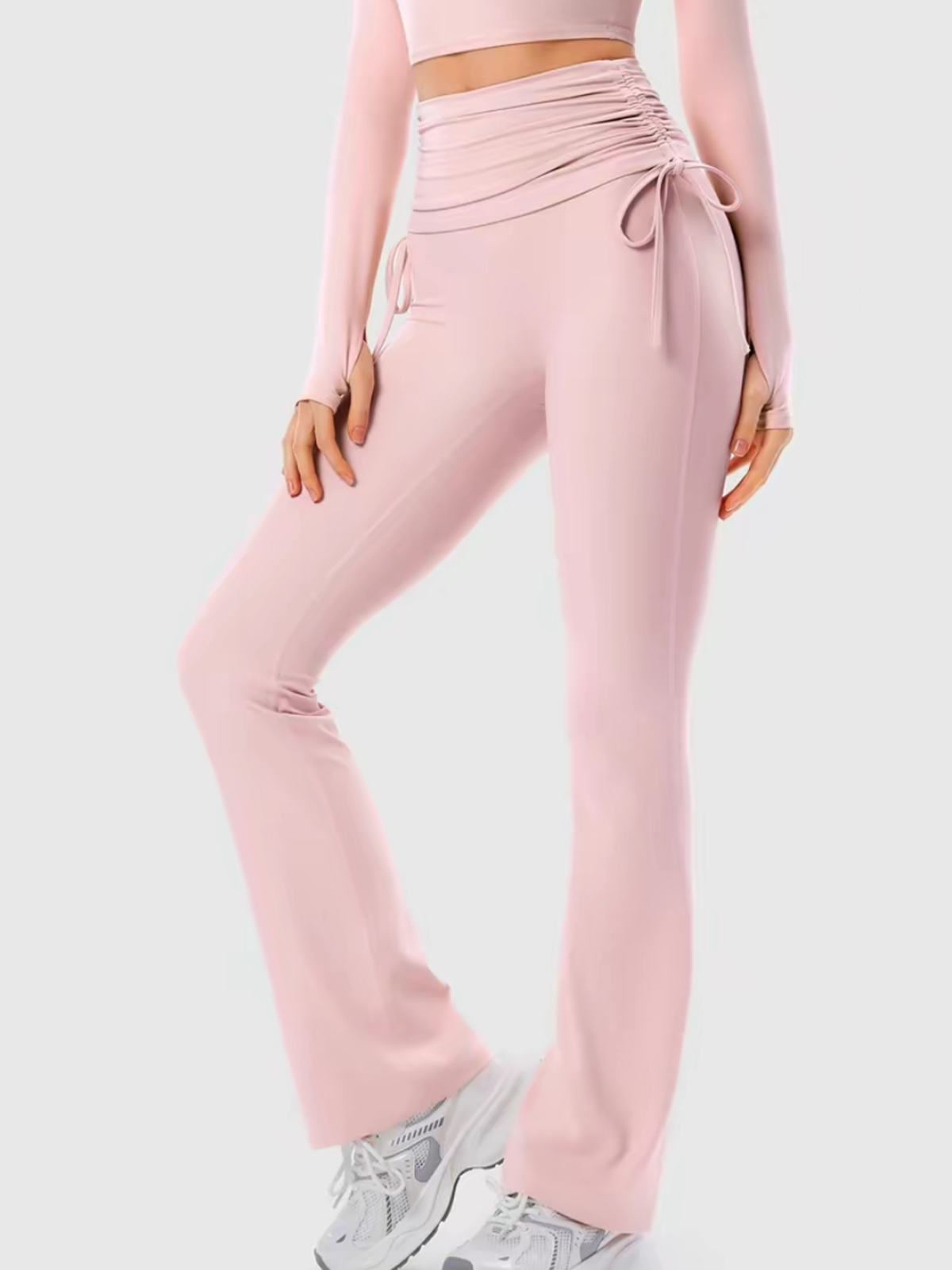 Pleated Tummy Control Flared Slimming Yoga Pants