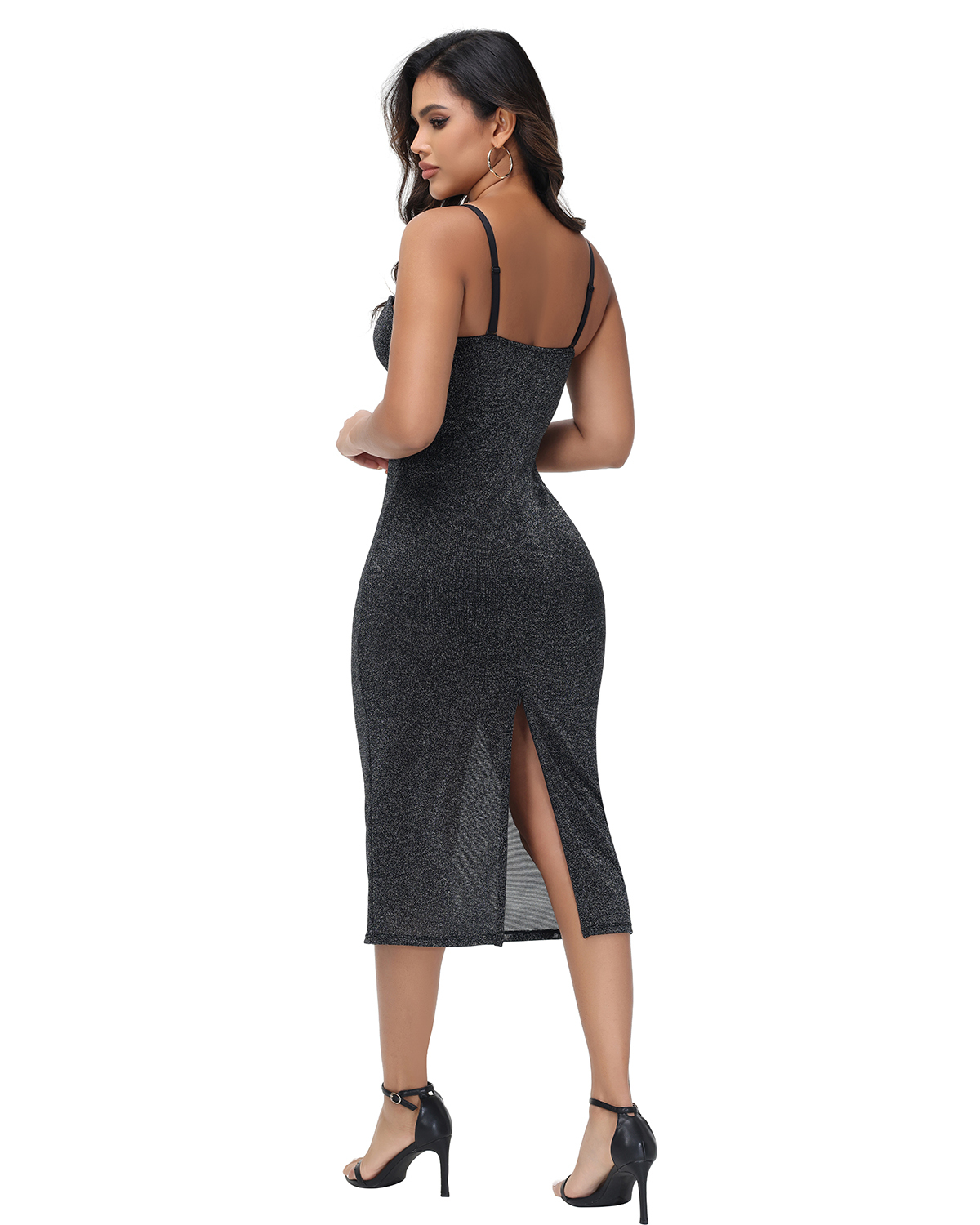 Sexy Maxi Cocktail Dress Built-in Bra Adjustable Straps Shapewear Dresses