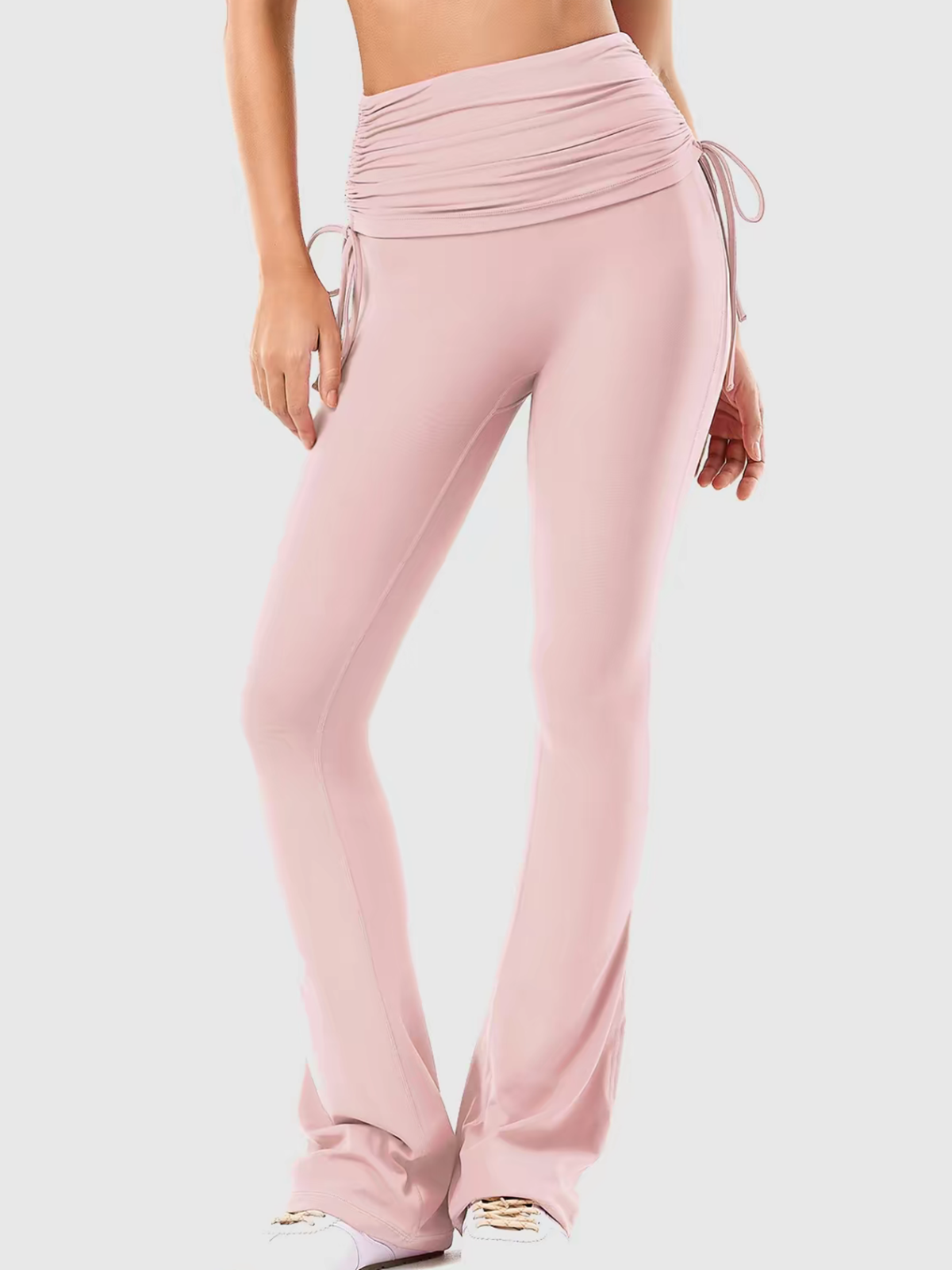 Pleated Tummy Control Flared Slimming Yoga Pants