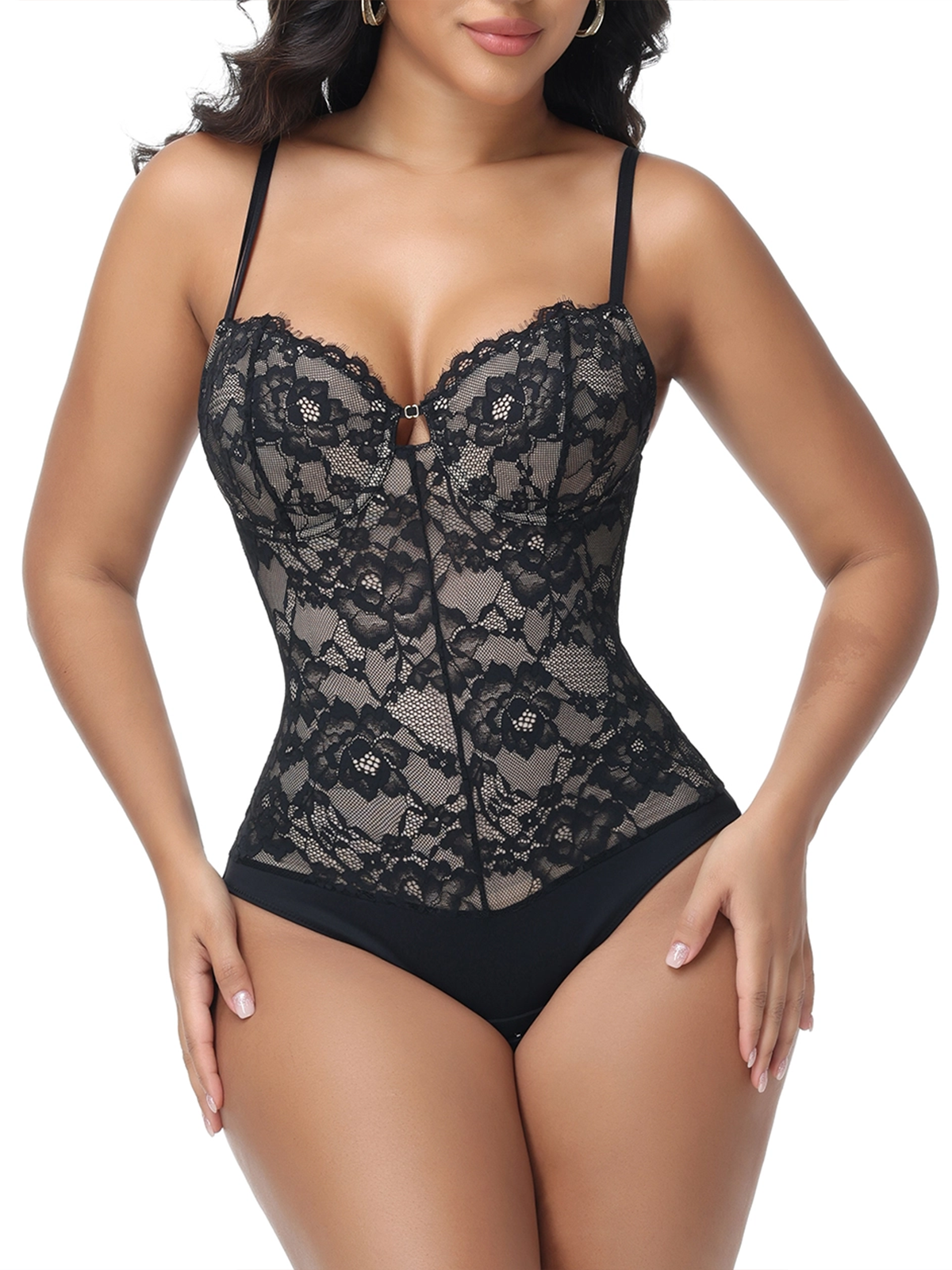 Lace Suspenders Triangle Bodysuit