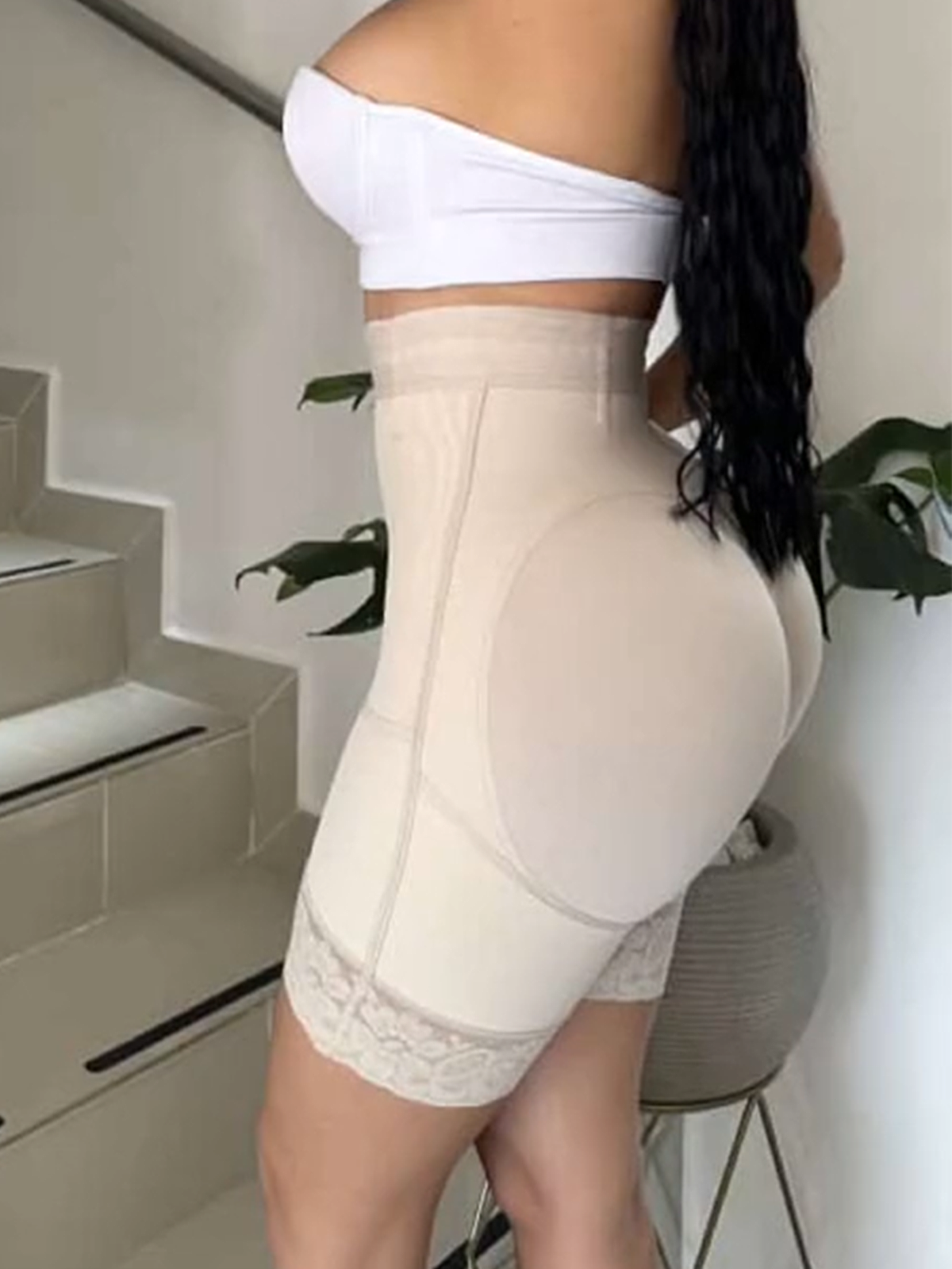 Curve High Waist Butt Lifting Lace Shapewear Shorts with Hooks