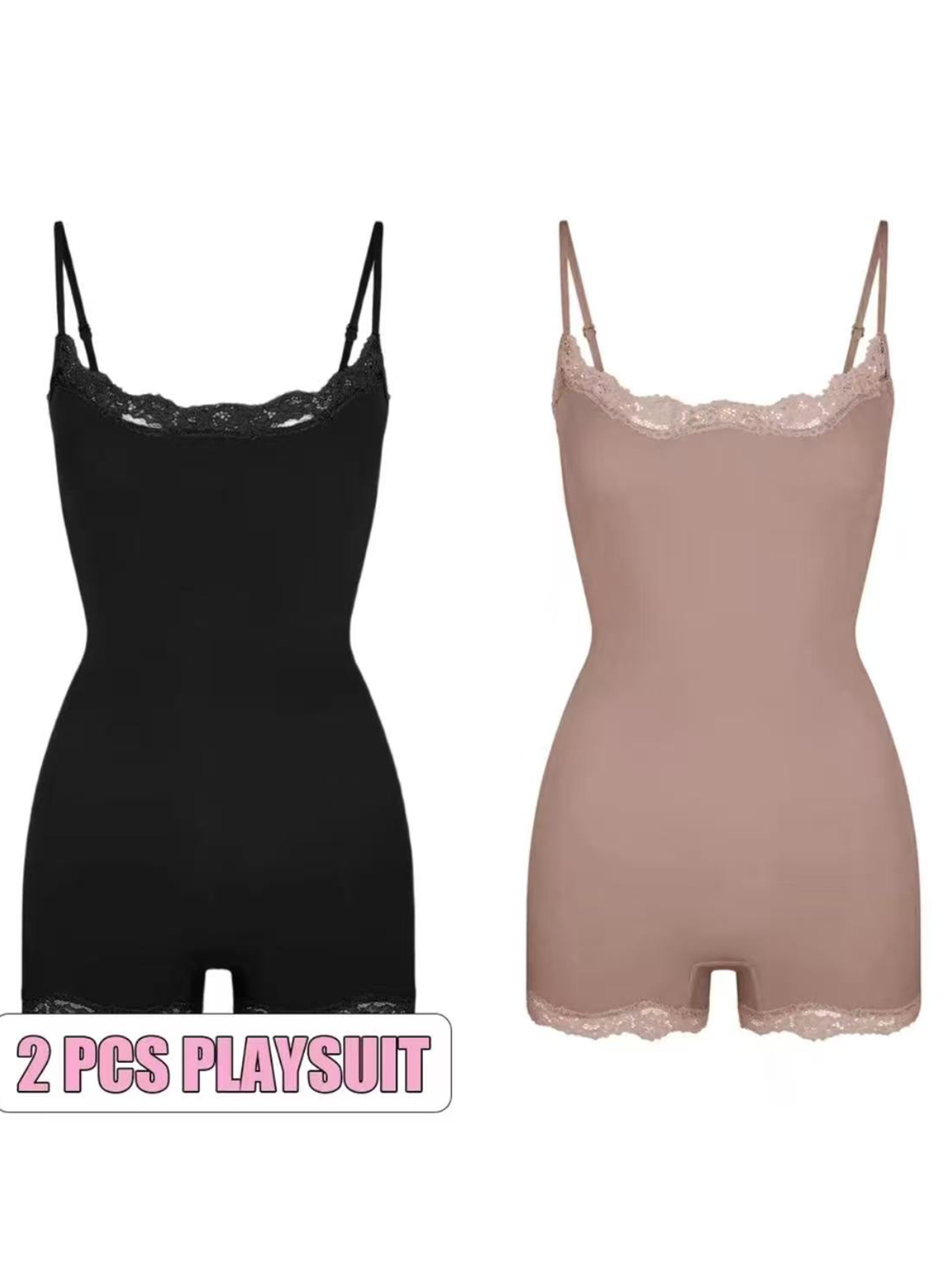Two-Piece Spaghetti Strap Lace Bodysuit